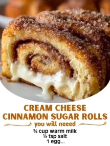 Delicious cream cheese cinnamon sugar rolls fresh out of the oven