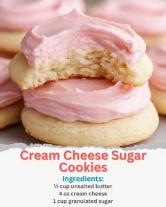 Delicious cream cheese sugar cookies on a decorative plate.