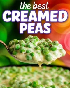 Delicious creamed peas served in a bowl as a classic side dish.