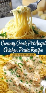 Creamy Angel Chicken Pasta dish served with herbs and vegetables