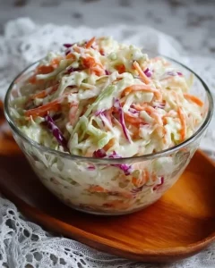 Creamy apple coleslaw served in a bowl with fresh apples and cabbage.