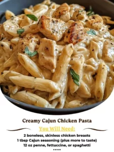 Creamy Cajun chicken pasta with vibrant vegetables and spices