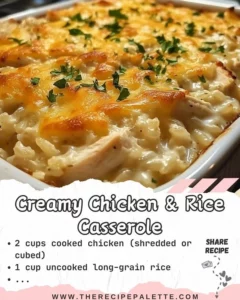Creamy chicken and rice casserole recipe for a comforting family dinner