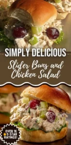 Creamy chicken salad sliders served on a platter