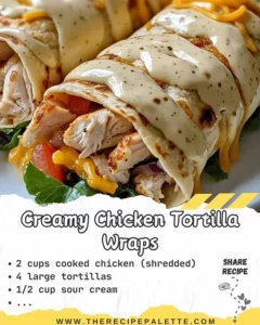 Creamy chicken tortilla wraps filled with vegetables and spices
