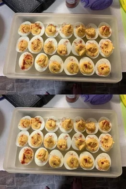 Delicious creamy deviled eggs garnished and ready to serve as a tasty appetizer
