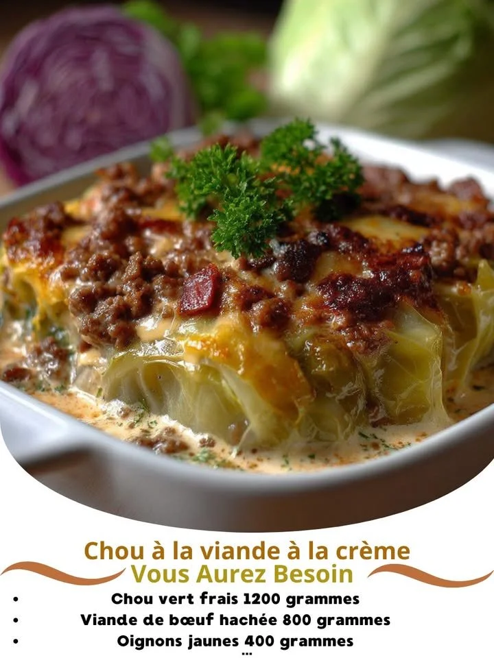 Delicious creamy meat cabbage dish served in a bowl