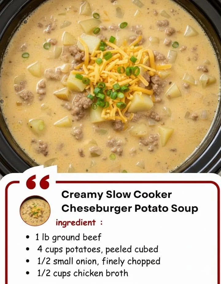 Creamy Slow Cooker Cheeseburger Potato Soup