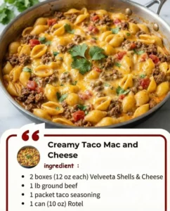 Bowl of creamy taco mac and cheese with toppings