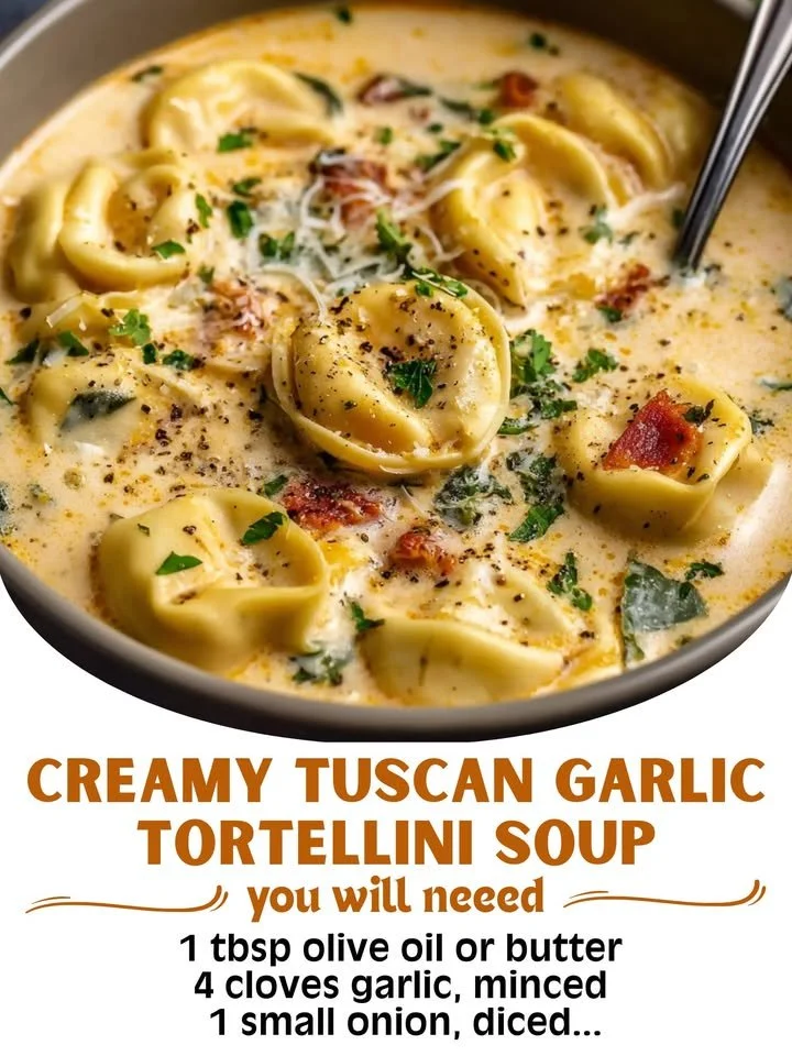 Creamy Tuscan Garlic Tortellini Soup