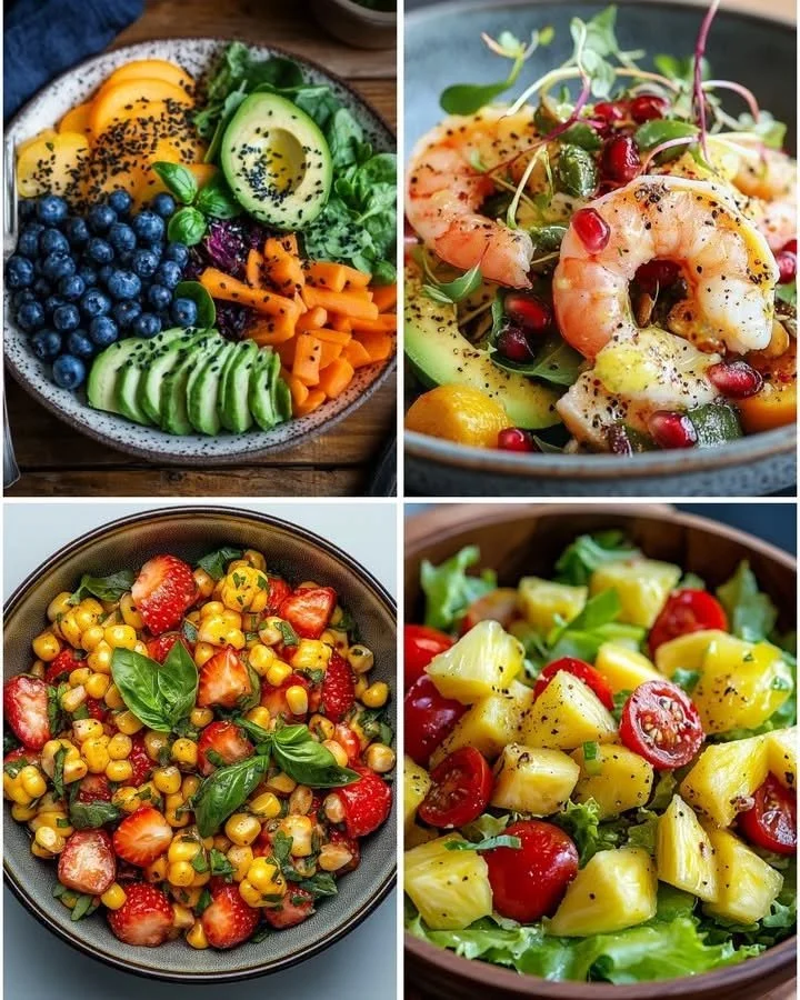A variety of colorful and creative salad combos for healthy meals