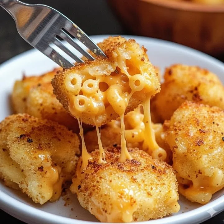 Crispy air fryer mac and cheese bites served with dipping sauce