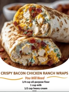 Crispy bacon chicken ranch wraps on a plate, garnished and ready to serve.
