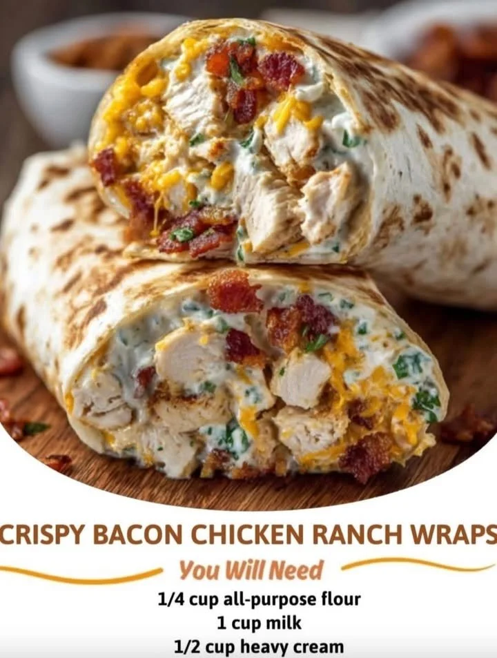 Crispy bacon chicken ranch wraps ready to eat, featuring fresh ingredients and savory flavors.