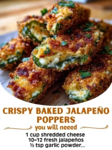 Crispy baked jalapeño poppers stuffed with cheese and herbs
