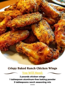 Plate of crispy baked ranch chicken wings garnished with herbs