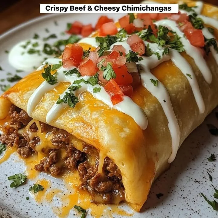Crispy beef and cheesy chimichangas served with salsa