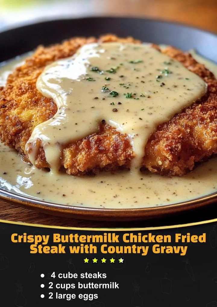 Crispy Buttermilk Chicken Fried Steak with Country Gravy