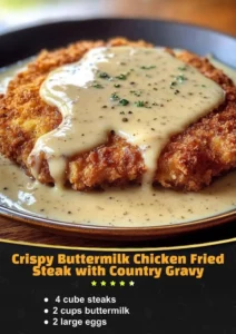 Crispy Buttermilk Chicken Fried Steak served with rich country gravy