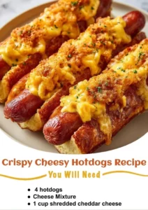 Crispy Cheesy Hotdogs served on a plate, showcasing their golden crust and melty cheese.