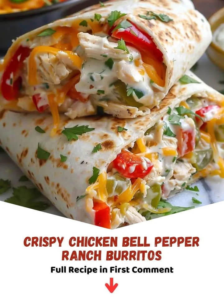 Crispy Chicken Bell Pepper Ranch Burritos with fresh ingredients