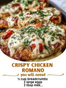 Delicious Crispy Chicken Romano garnished with herbs and served on a plate