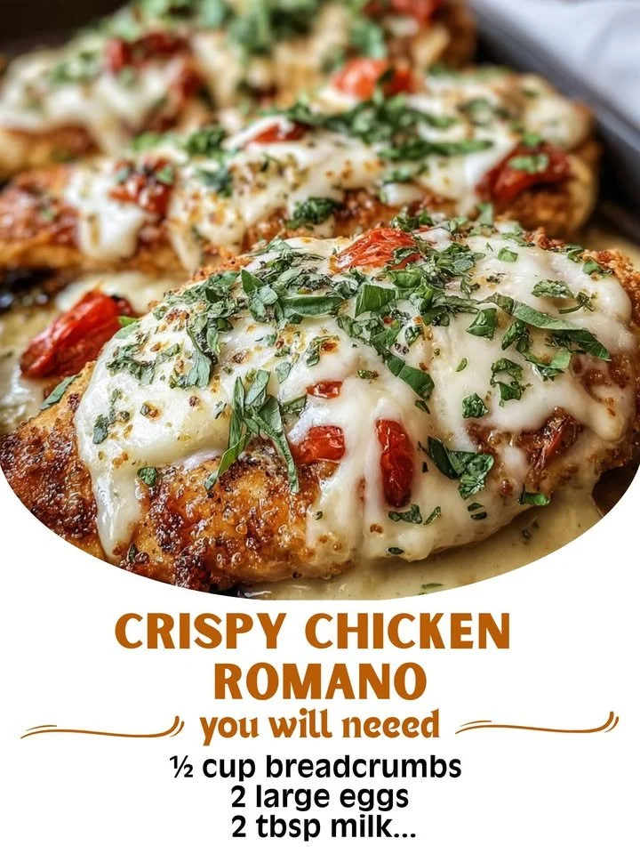 Delicious Crispy Chicken Romano garnished with herbs and served on a plate