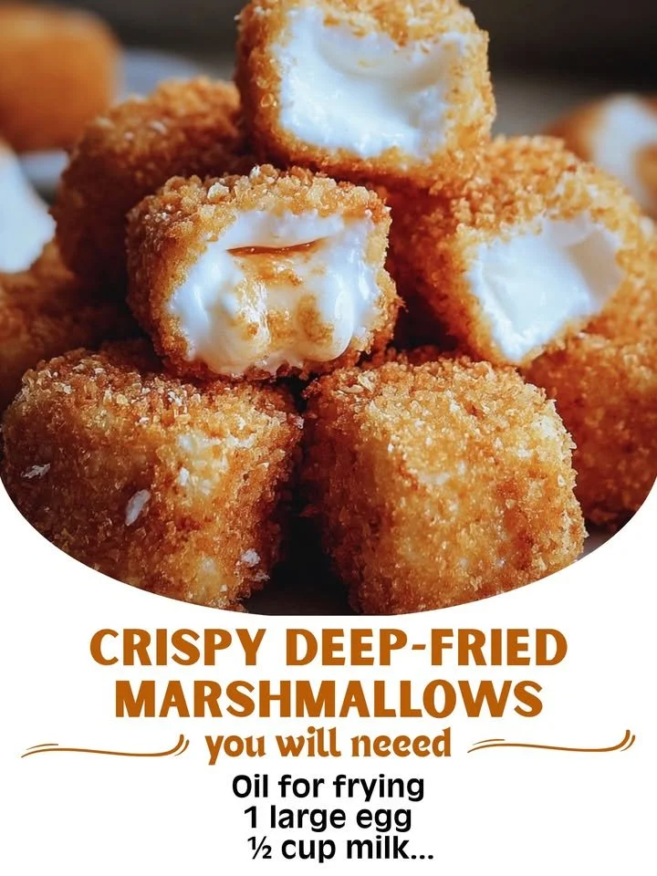 Crispy deep-fried marshmallows served on a plate, golden brown and delicious.