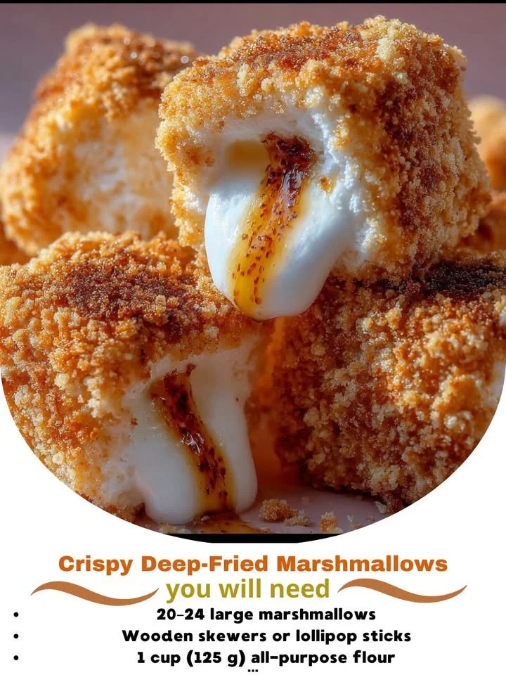 Crispy deep-fried marshmallows served as a delicious dessert treat.