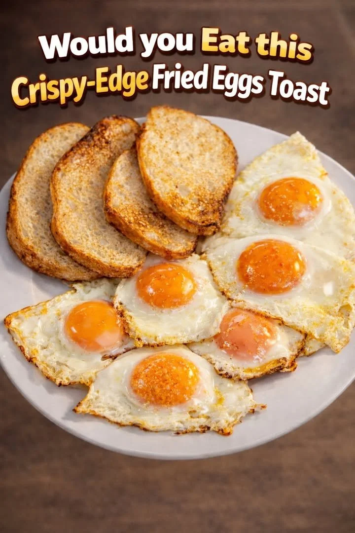 Crispy-edge fried eggs served with toast on a plate