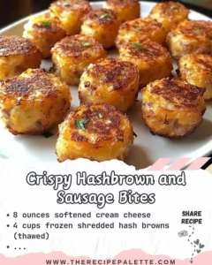 Crispy hashbrown and sausage bites served on a platter