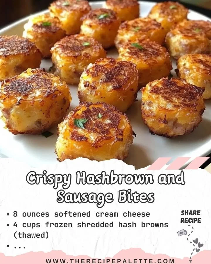Crispy hashbrown and sausage bites served on a platter
