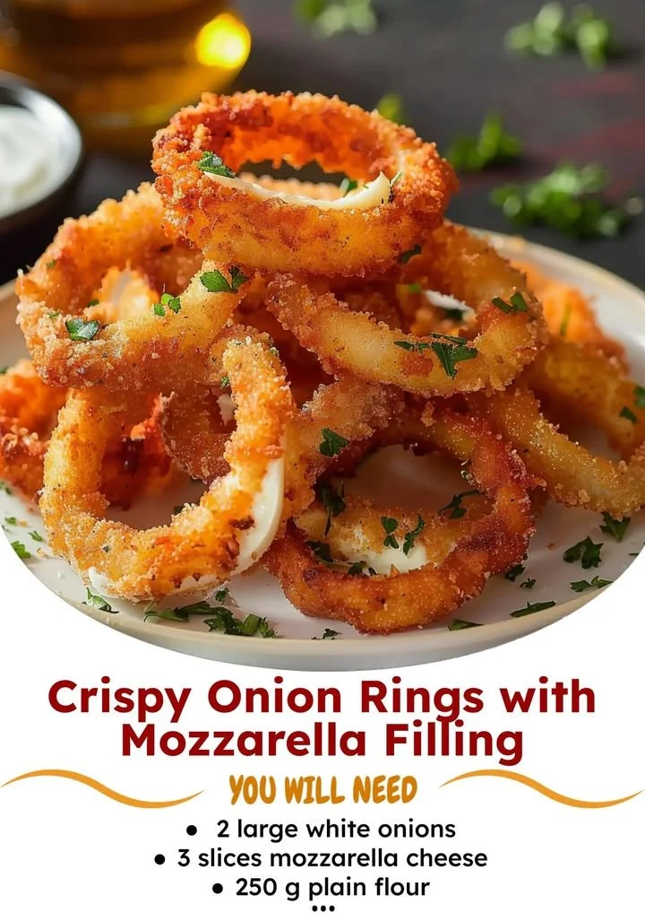 Crispy Onion Rings with Mozzarella Filling