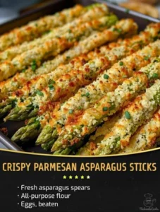 Crispy Parmesan asparagus sticks served as a tasty appetizer