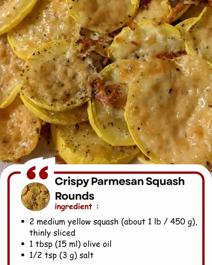 Crispy Parmesan squash rounds served on a plate, garnished and ready to eat.