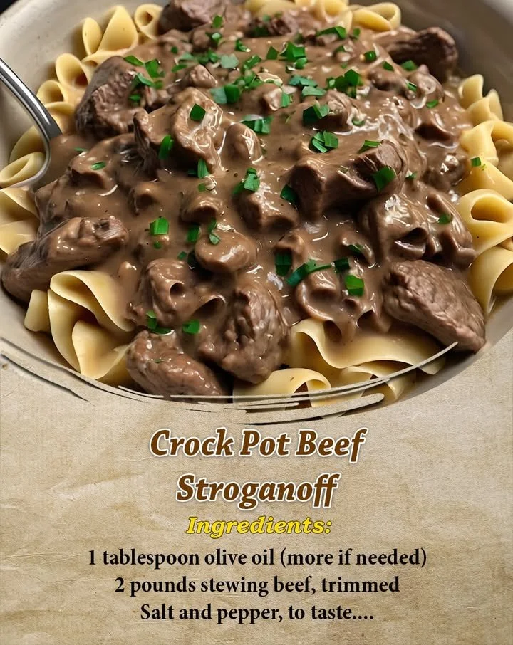 Delicious bowl of Crock Pot Beef Stroganoff served with mashed potatoes.