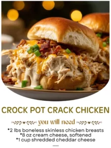 Creamy Crock Pot Crack Chicken served with garnishes