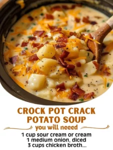 Creamy Crock Pot Crack Potato Soup served in a bowl with toppings