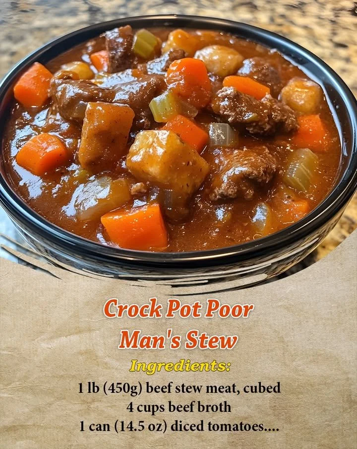 Delicious Crock Pot Poor Man's Stew in a bowl, ready to serve.