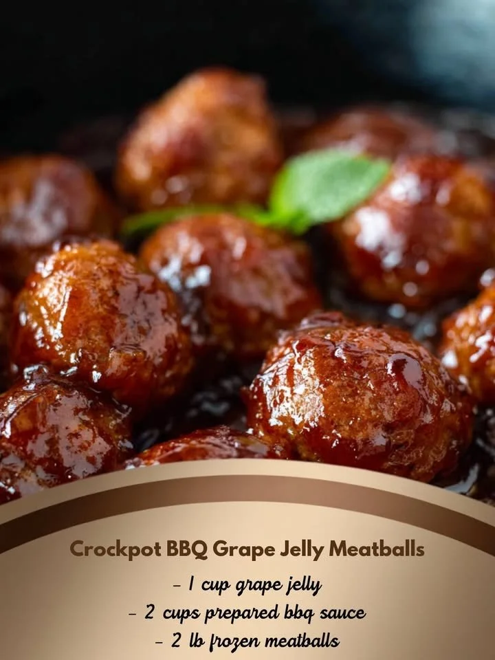 Crockpot BBQ Grape Jelly Meatballs