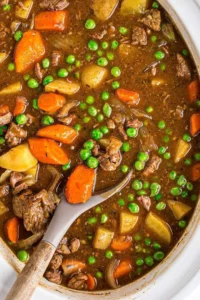 Delicious Crockpot Beef Stew simmering with vegetables and tender meat