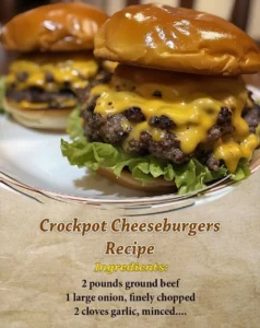 Delicious Crockpot Cheeseburgers served with toppings in a slow cooker