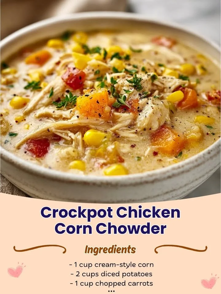 Crockpot Chicken Corn Chowder in a bowl with fresh herbs and corn