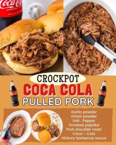 Crockpot Coca-Cola pulled pork served on a plate with coleslaw