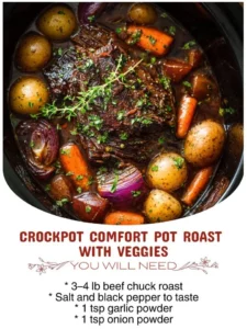 Crockpot Comfort Pot Roast with Vegetables, showing a delicious and hearty meal.