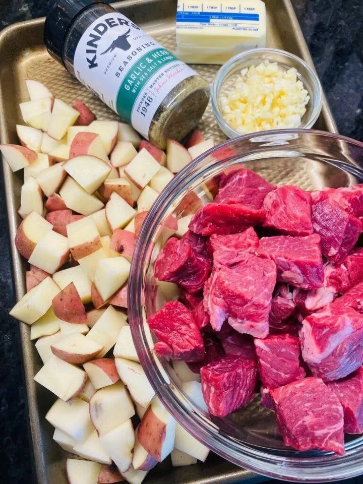 Crockpot Garlic Butter Beef Bites & Potatoes