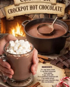 Delicious homemade Crockpot Hot Chocolate in a mug with marshmallows