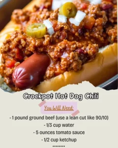 Crockpot hot dog chili served in a bowl with toppings