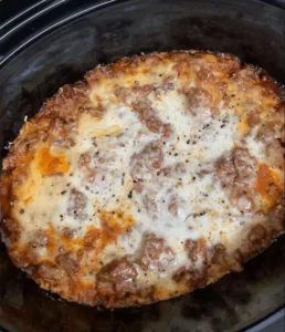 Delicious Crockpot Lasagna served in a slow cooker dish
