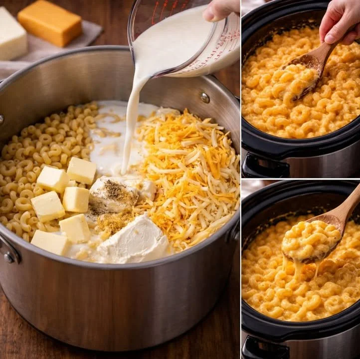 Delicious Crockpot macaroni and cheese in a creamy cheese sauce